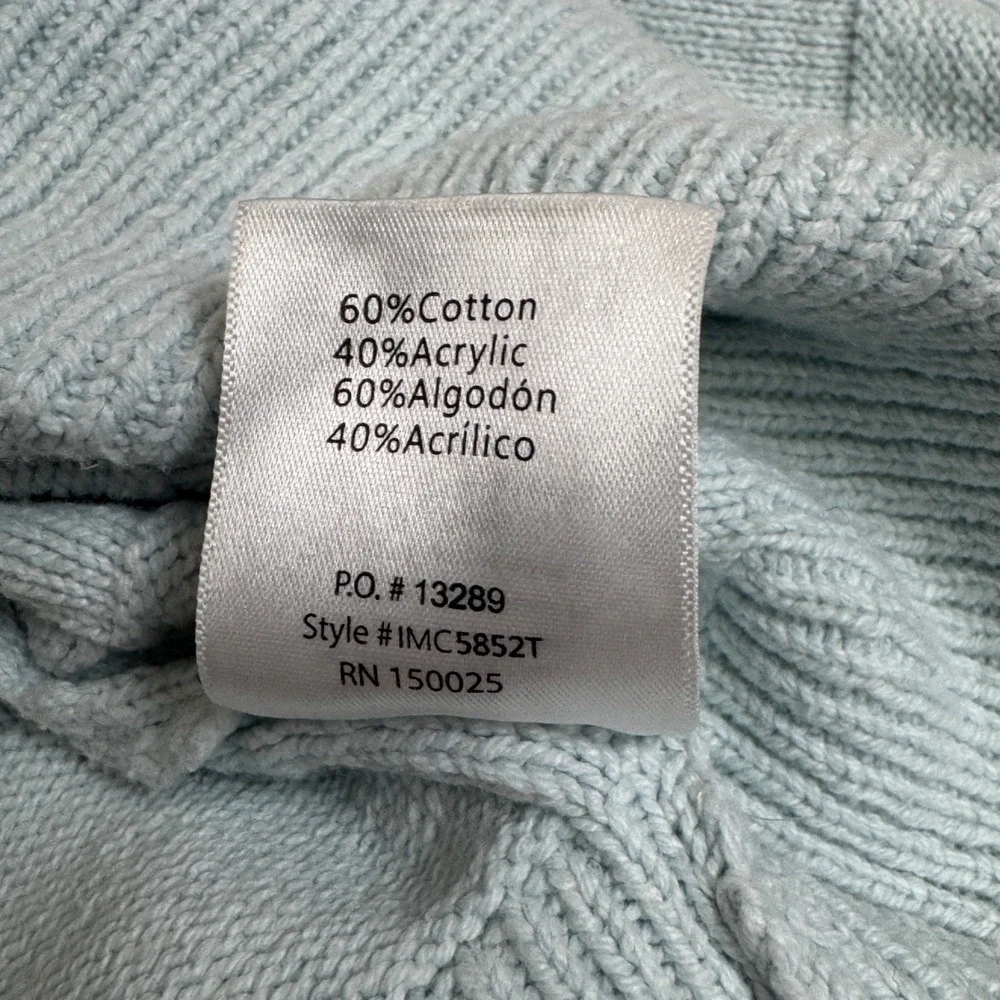 Emory Park Light Blue Checkerboard Knit Sweater Long Sleeve Mock Neck Size‎ M